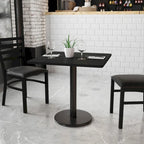 Plateau de table stratifié carré avec base de table ronde de 18 po de hauteur - 30 po L x 30 po P x 31,125 po H