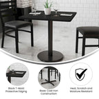 Plateau de table stratifié carré avec base de table ronde de 18 po de hauteur - 30 po L x 30 po P x 31,125 po H