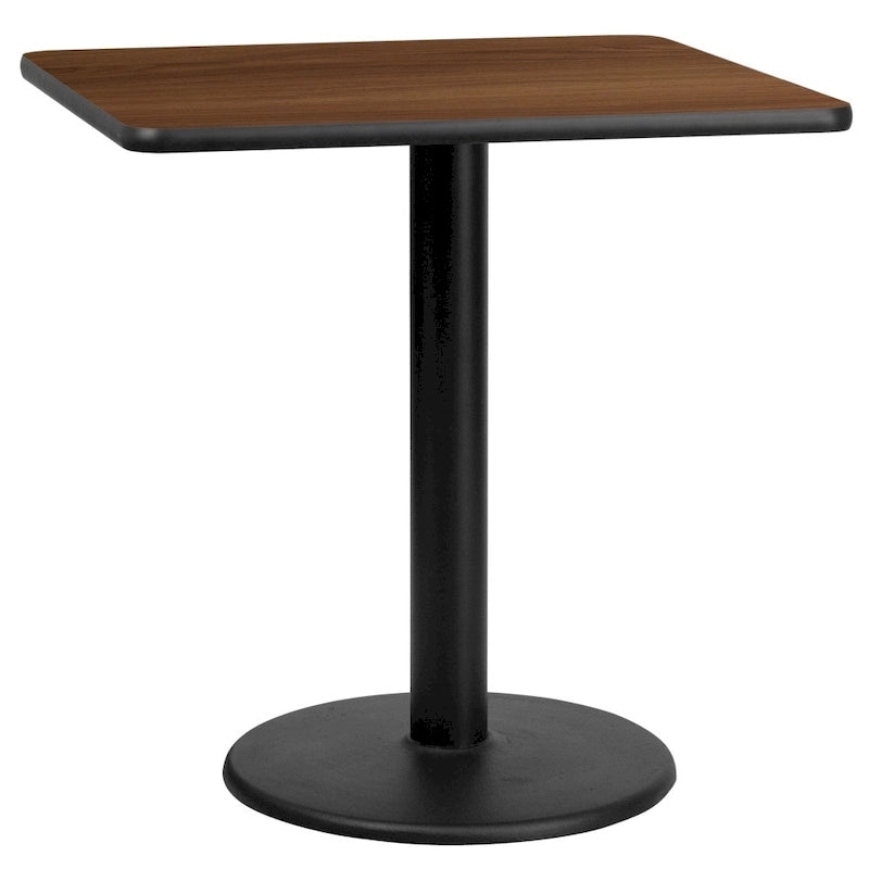 Plateau de table stratifié carré avec base de table ronde de 18 po de hauteur - 30 po L x 30 po P x 31,125 po H