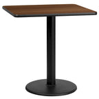 Plateau de table stratifié carré avec base de table ronde de 18 po de hauteur - 30 po L x 30 po P x 31,125 po H