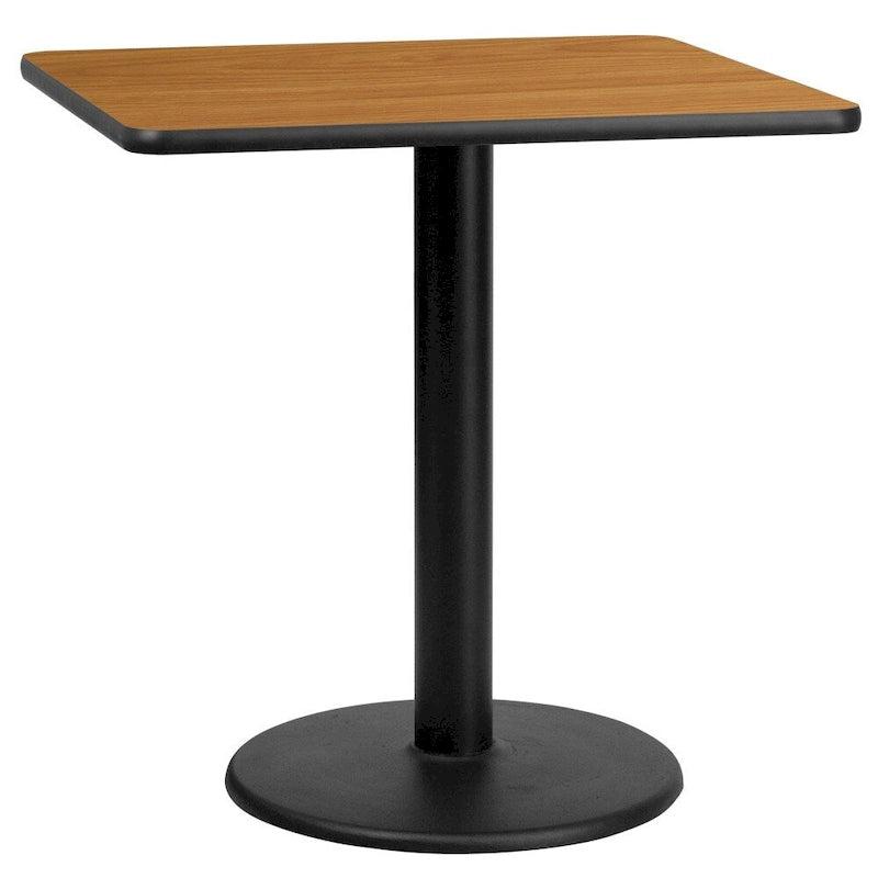 Plateau de table stratifié carré avec base de table ronde de 18 po de hauteur - 30 po L x 30 po P x 31,125 po H