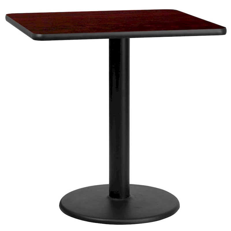 Plateau de table stratifié carré avec base de table ronde de 18 po de hauteur - 30 po L x 30 po P x 31,125 po H