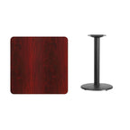 Plateau de table stratifié carré avec base de table ronde de 18 po de hauteur - 30 po L x 30 po P x 31,125 po H