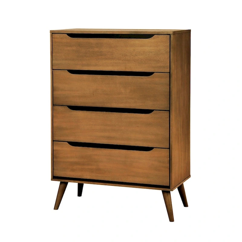 Ensemble de chambre à coucher 3 pièces en chêne massif de style moderne du milieu du siècle Fopp, par Furniture of America