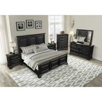 Ensemble de chambre à coucher traditionnel 6 pièces Roundhill Furniture Renova Vintage en bois noir