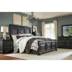 Ensemble de chambre à coucher traditionnel 6 pièces Roundhill Furniture Renova Vintage en bois noir