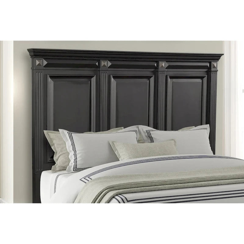 Ensemble de chambre à coucher traditionnel 6 pièces Roundhill Furniture Renova Vintage en bois noir