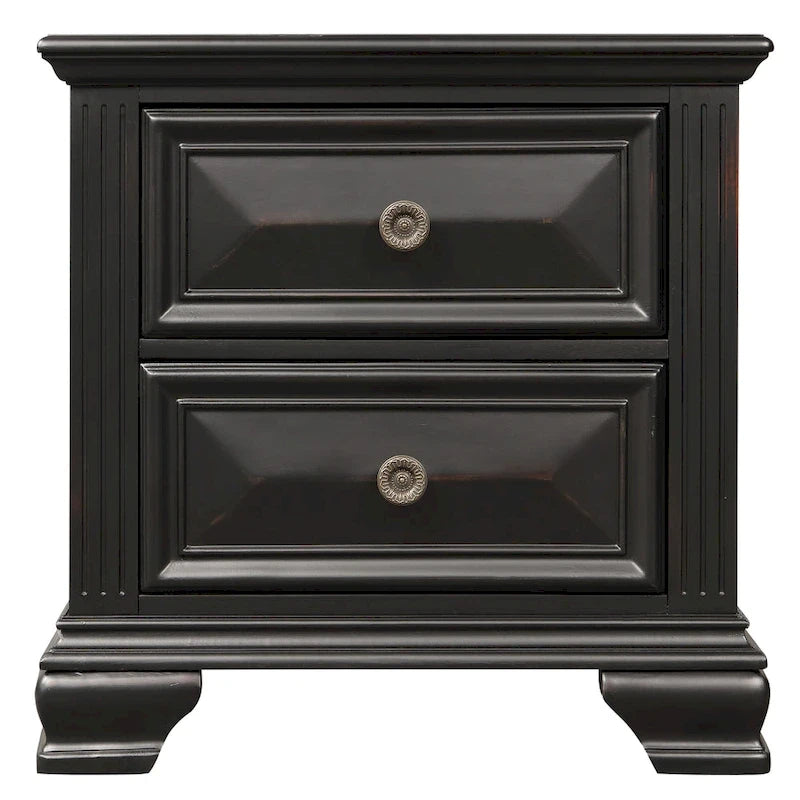 Ensemble de chambre à coucher traditionnel 6 pièces Roundhill Furniture Renova Vintage en bois noir