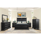 Ensemble de chambre à coucher traditionnel 6 pièces Roundhill Furniture Renova Vintage en bois noir