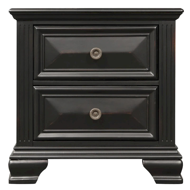 Ensemble de chambre à coucher traditionnel 6 pièces Roundhill Furniture Renova Vintage en bois noir