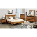 Ensemble de chambre à coucher Fopp Mid-century Modern en chêne, 4 pièces, par Furniture of America