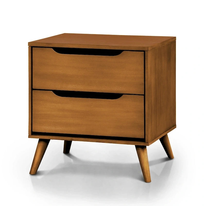 Ensemble de chambre à coucher Fopp Mid-century Modern en chêne, 4 pièces, par Furniture of America