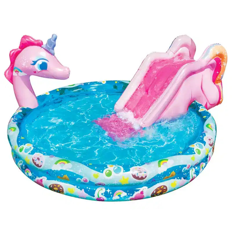 Banzai Spray 'N Splash 78 x 60 x 32 Unicorn Inflatable Pool