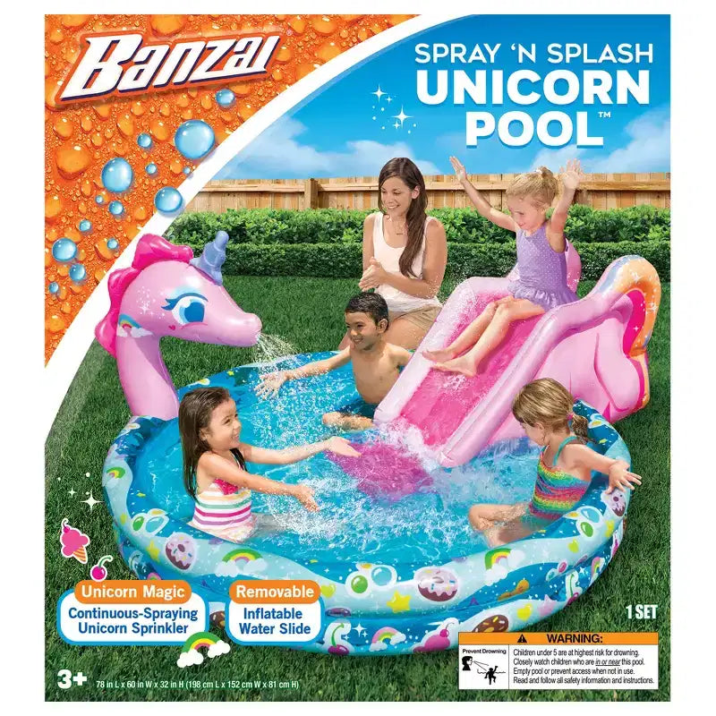 Piscine gonflable Licorne Banzai Spray 'N Splash 78 x 60 x 32
