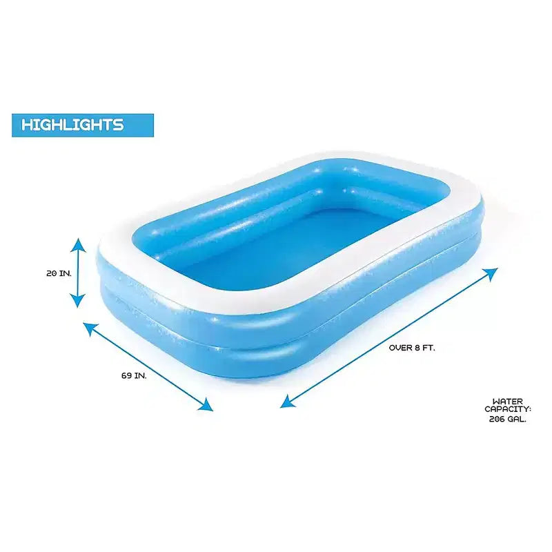 H2OGO! Piscine familiale rectangulaire bleue 2,62 m Piscine gonflable d'extérieur