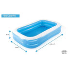 H2OGO! Piscine familiale rectangulaire bleue 2,62 m Piscine gonflable d'extérieur