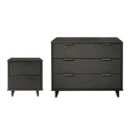 Ensemble commode et table de chevet standard Manhattan Comfort Granville 2 pièces en bois massif moderne