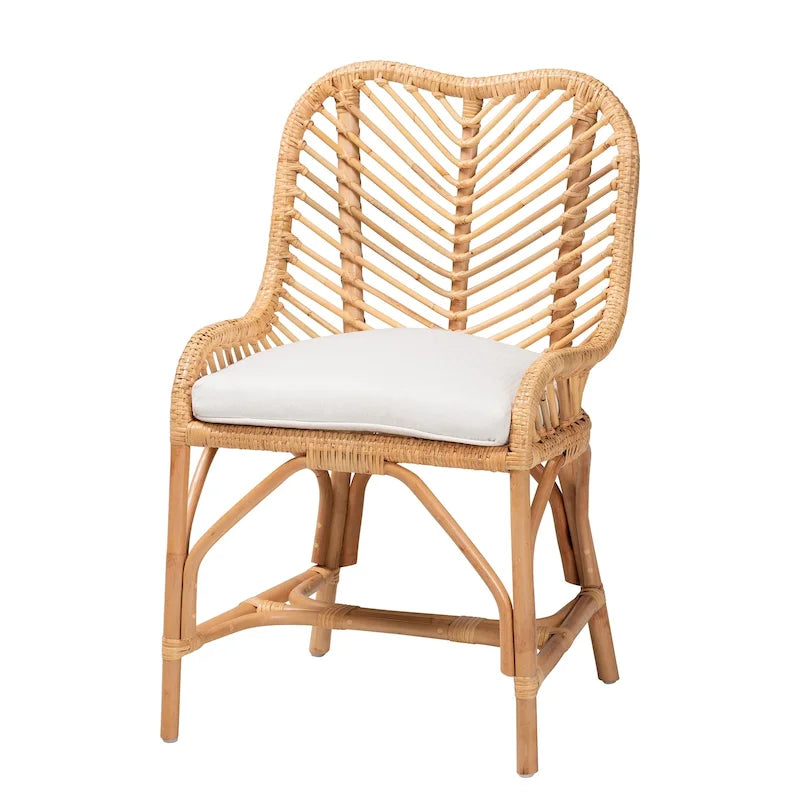 Chaise de salle à manger en rotin brun naturel bohème moderne