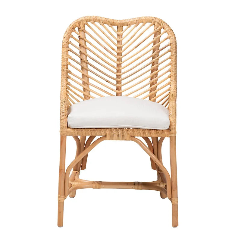 Chaise de salle à manger en rotin brun naturel bohème moderne