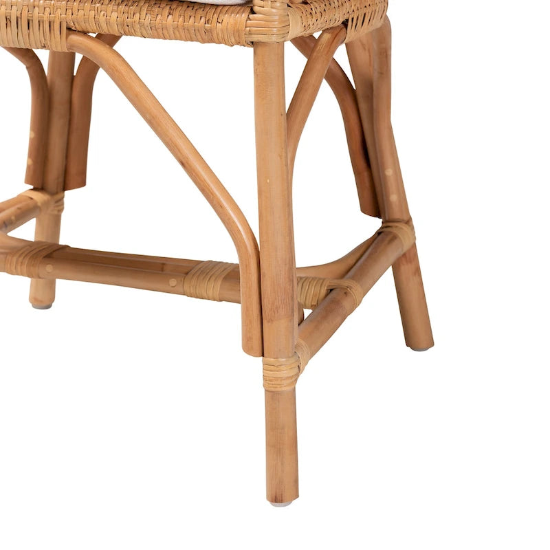 Chaise de salle à manger en rotin brun naturel bohème moderne