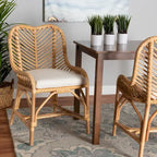 Chaise de salle à manger en rotin brun naturel bohème moderne