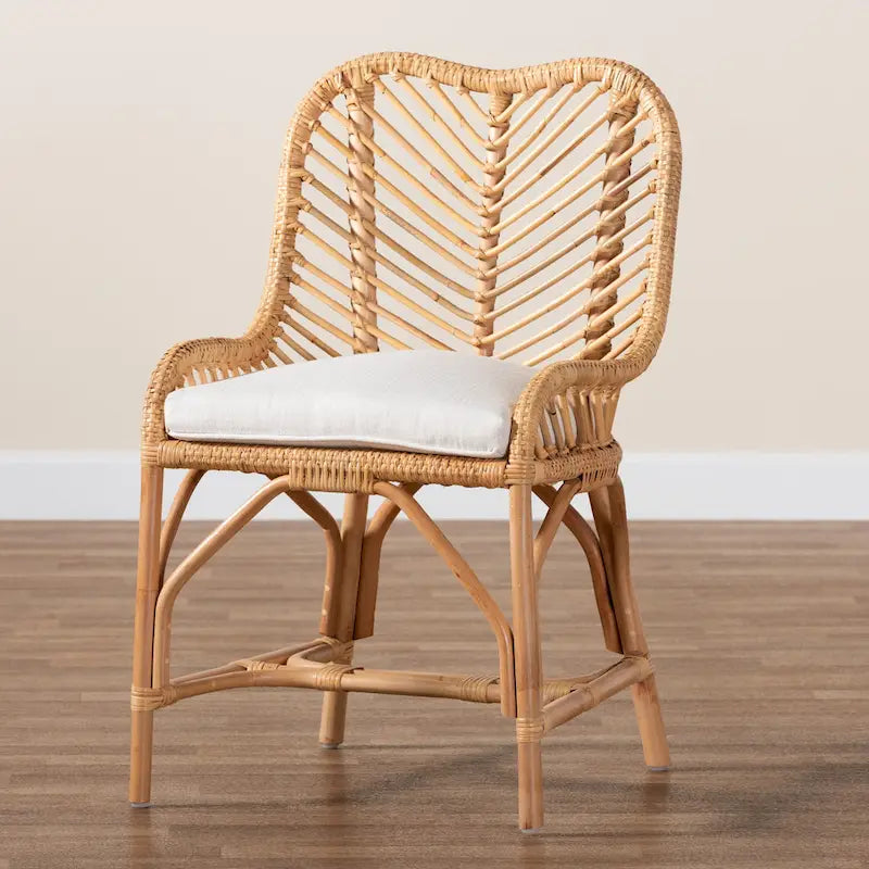 Chaise de salle à manger en rotin brun naturel bohème moderne