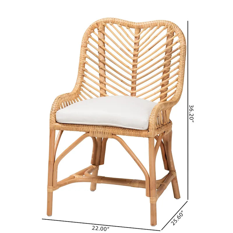 Chaise de salle à manger en rotin brun naturel bohème moderne