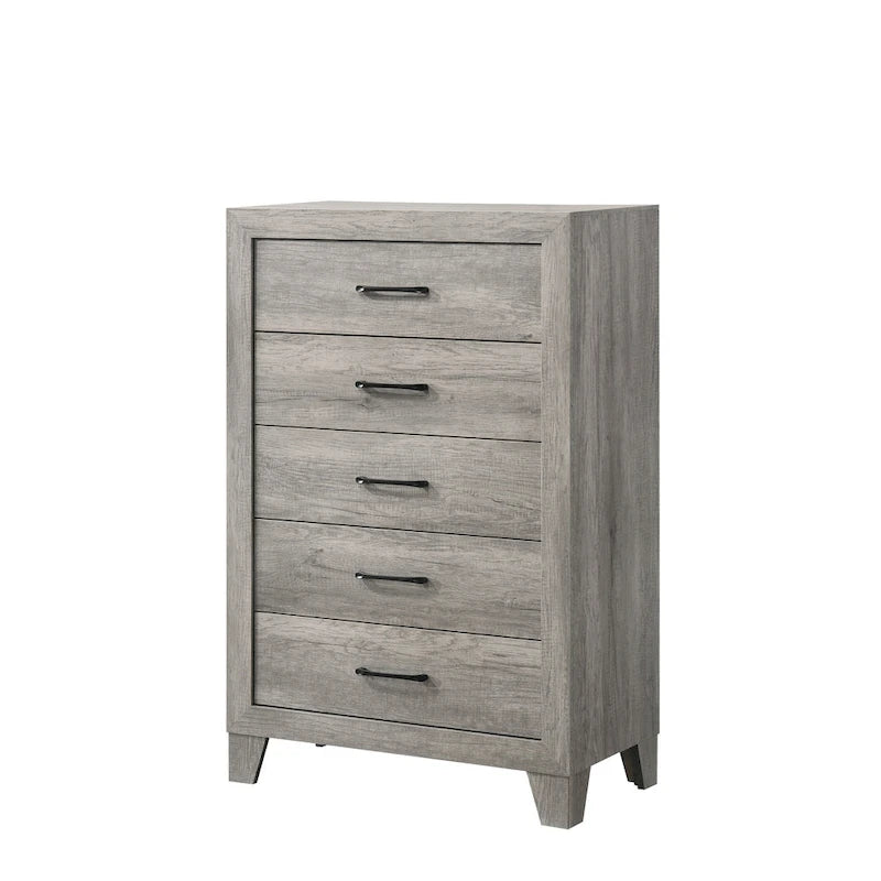 Ensemble de chambre à coucher rustique gris 6 pièces Jan