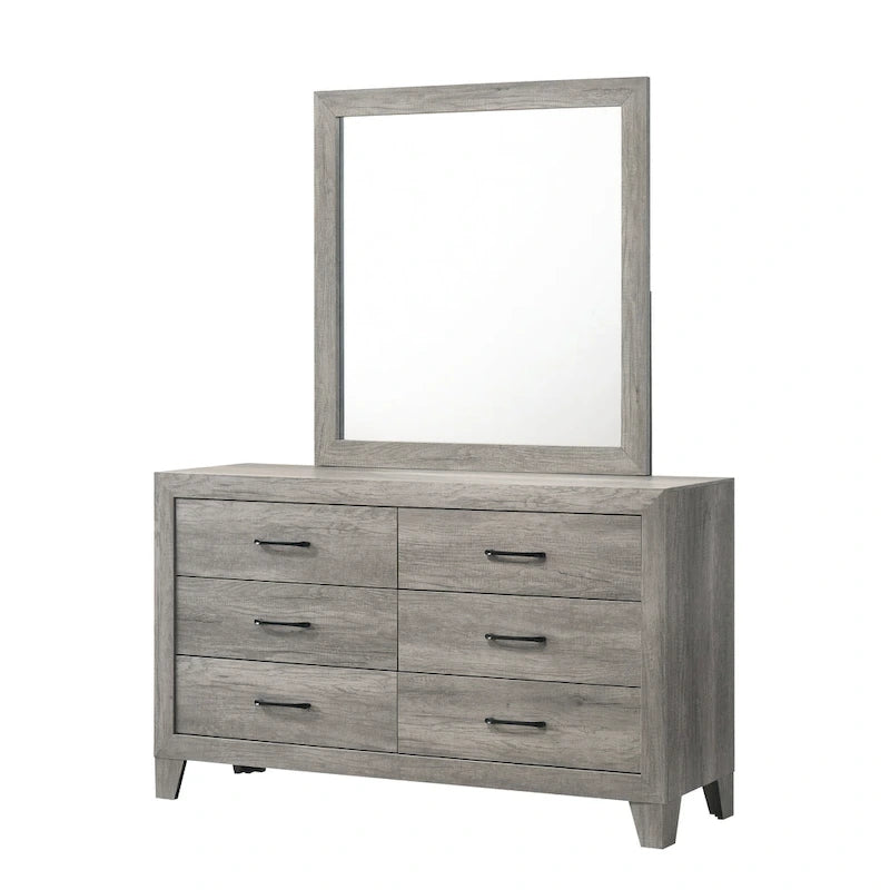 Ensemble de chambre à coucher rustique gris 3 pièces Jan