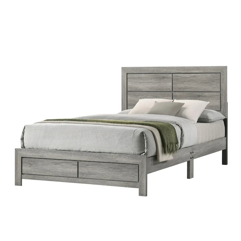 Ensemble de chambre à coucher rustique gris 3 pièces Jan