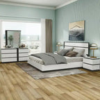 Ensemble de chambre à coucher moderne Conjira en bois blanc, 5 pièces, plateforme (USB) par Furniture of America