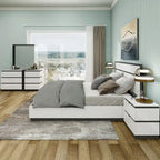 Ensemble de chambre à coucher moderne Conjira en bois blanc, 5 pièces, plateforme (USB) par Furniture of America
