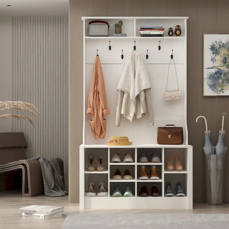 Porte-manteau, banc à chaussures, meuble d'appoint, entrée, salon