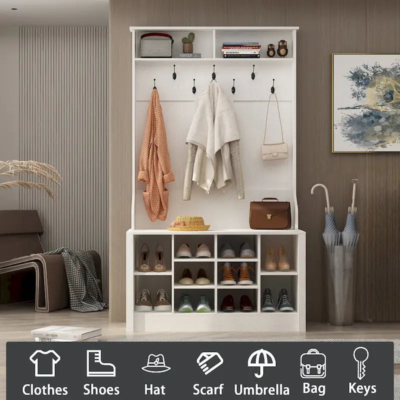 Porte-manteau, banc à chaussures, meuble d'appoint, entrée, salon