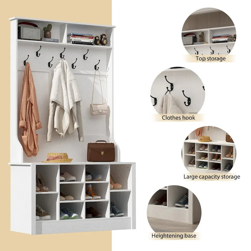 Porte-manteau, banc à chaussures, meuble d'appoint, entrée, salon