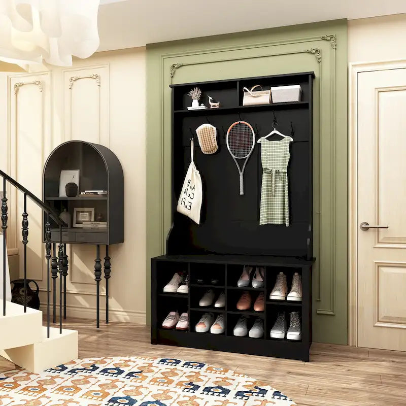 Porte-manteau, banc à chaussures, meuble d'appoint, entrée, salon