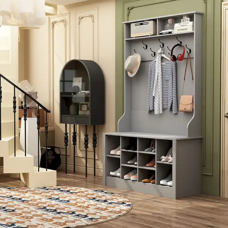 Porte-manteau, banc à chaussures, meuble d'appoint, entrée, salon