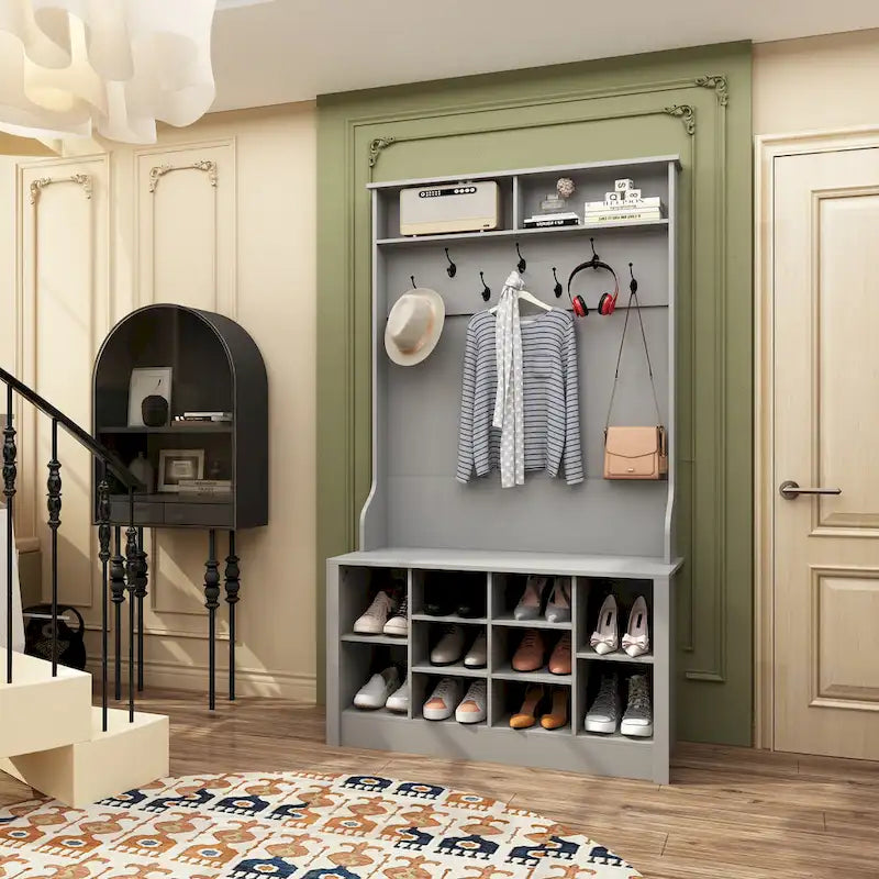 Porte-manteau, banc à chaussures, meuble d'appoint, entrée, salon