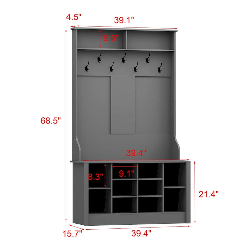 Porte-manteau, banc à chaussures, meuble d'appoint, entrée, salon