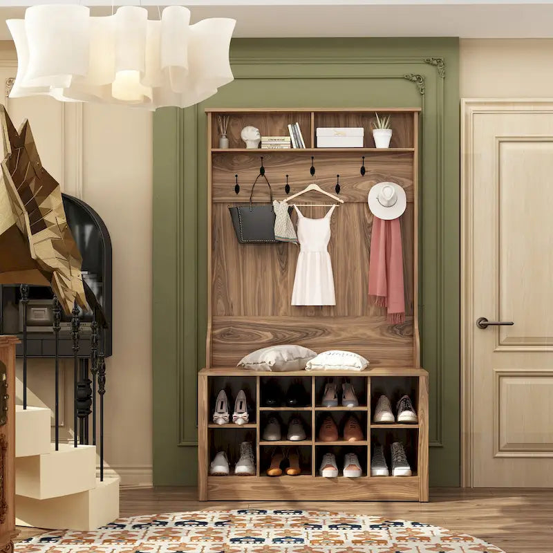 Porte-manteau, banc à chaussures, meuble d'appoint, entrée, salon