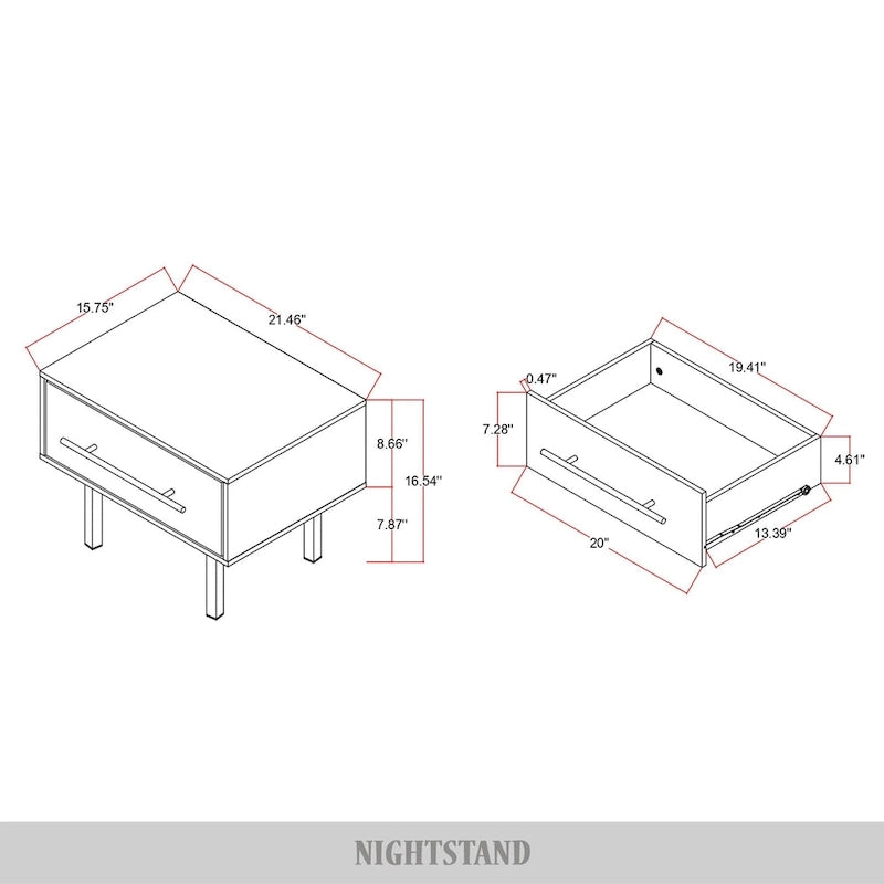 Ensemble de chambre à coucher en bois 4 pièces CraftPorch style milieu du siècle