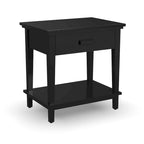 Lit King en bois noir Oak Park et deux tables de chevet