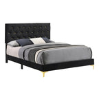 Ensemble de chambre à coucher Lexie noir et or 4 pièces à panneaux capitonnés