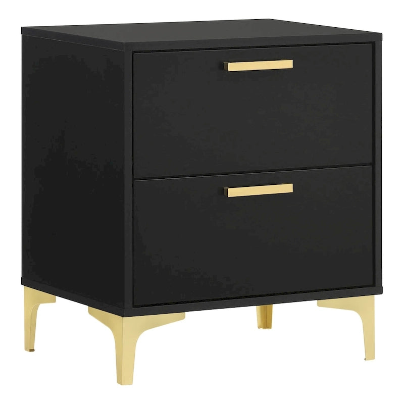 Ensemble de chambre à coucher Lexie noir et or 4 pièces à panneaux capitonnés