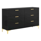 Ensemble de chambre à coucher Lexie noir et or 4 pièces à panneaux capitonnés