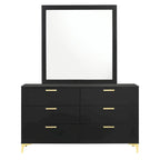 Ensemble de chambre à coucher Lexie noir et or 4 pièces à panneaux capitonnés