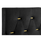 Ensemble de chambre à coucher Lexie noir et or 4 pièces à panneaux capitonnés
