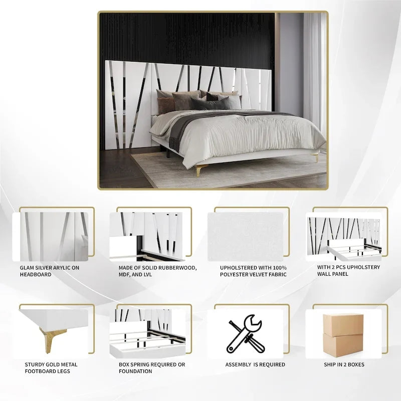 Ensemble de chambre à coucher 4 pièces de luxe contemporain CraftPorch