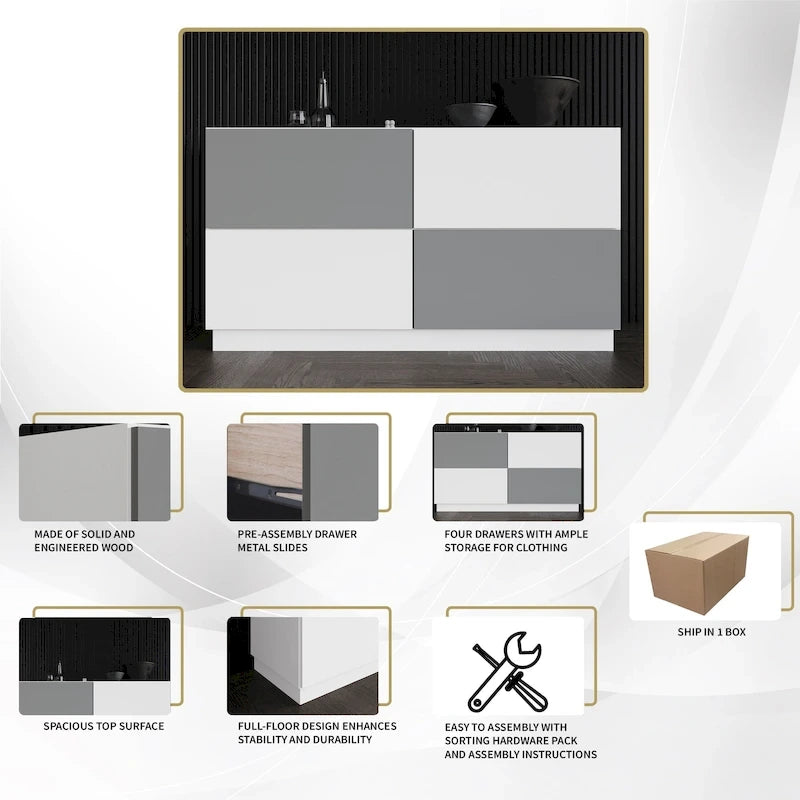 Ensemble de chambre à coucher 4 pièces de luxe contemporain CraftPorch