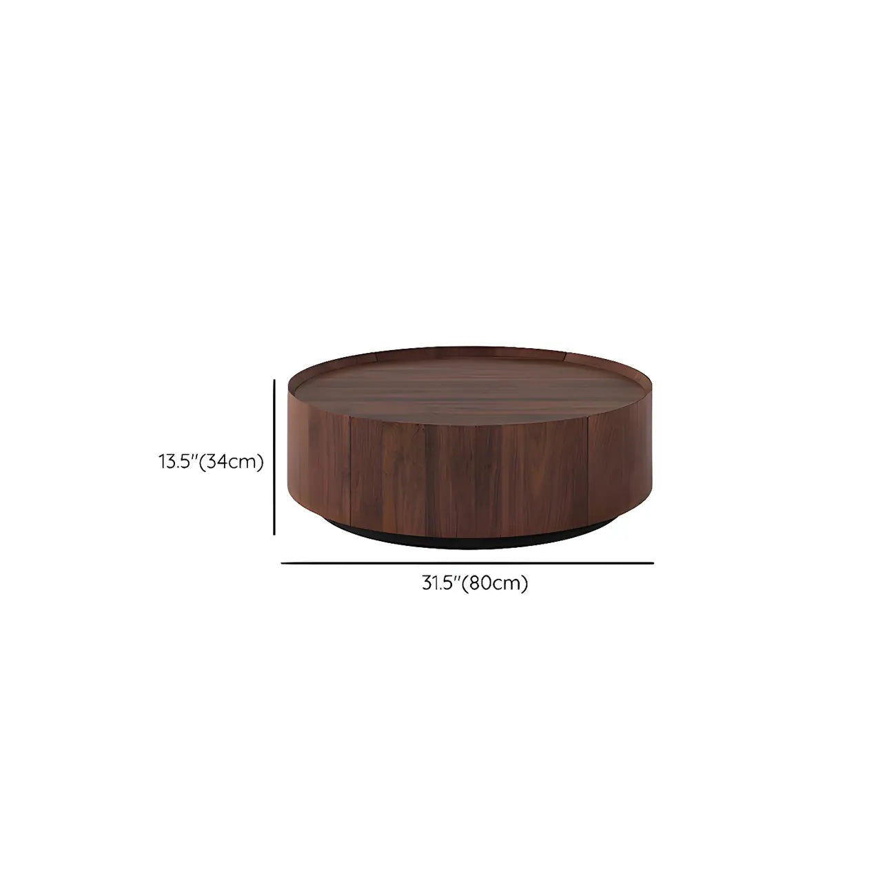 Table basse ronde moderne et élégante en bois marron avec tiroir